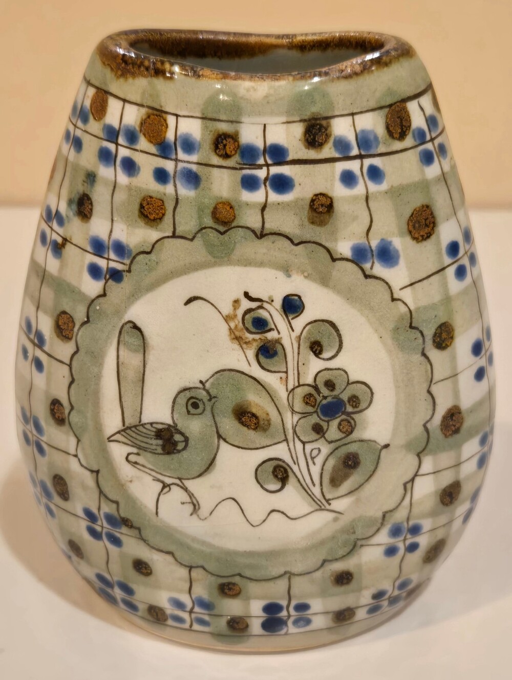 Hand Painted Small Ceramic Vase Signed Mexico KE